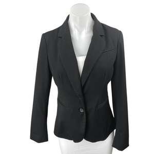 APT.9 Women's Black Long Sleeve One Button Notch Blazer Coat Suit Jacket Size 4